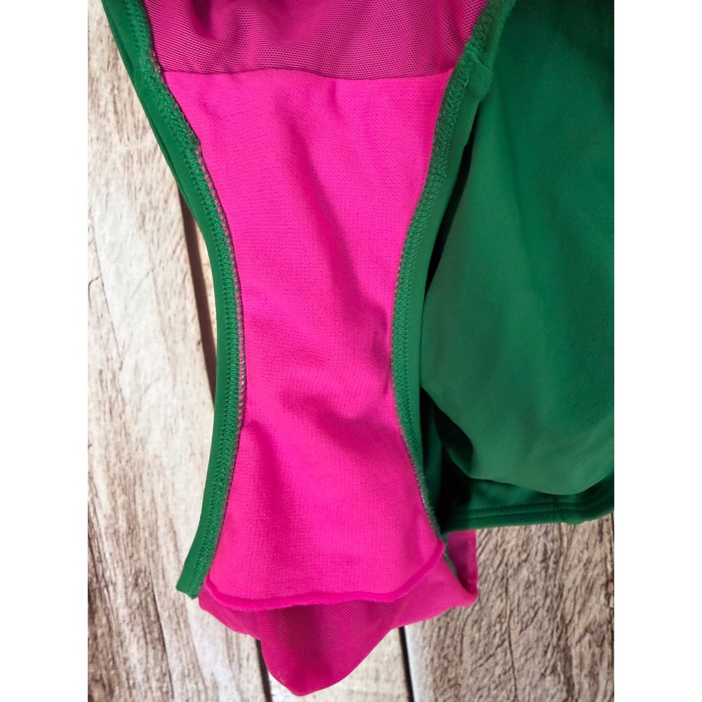 Boden One Piece Halter Swimsuit Colorblock Green Pink Vacation Beach US 10 R - Picture 8 of 8